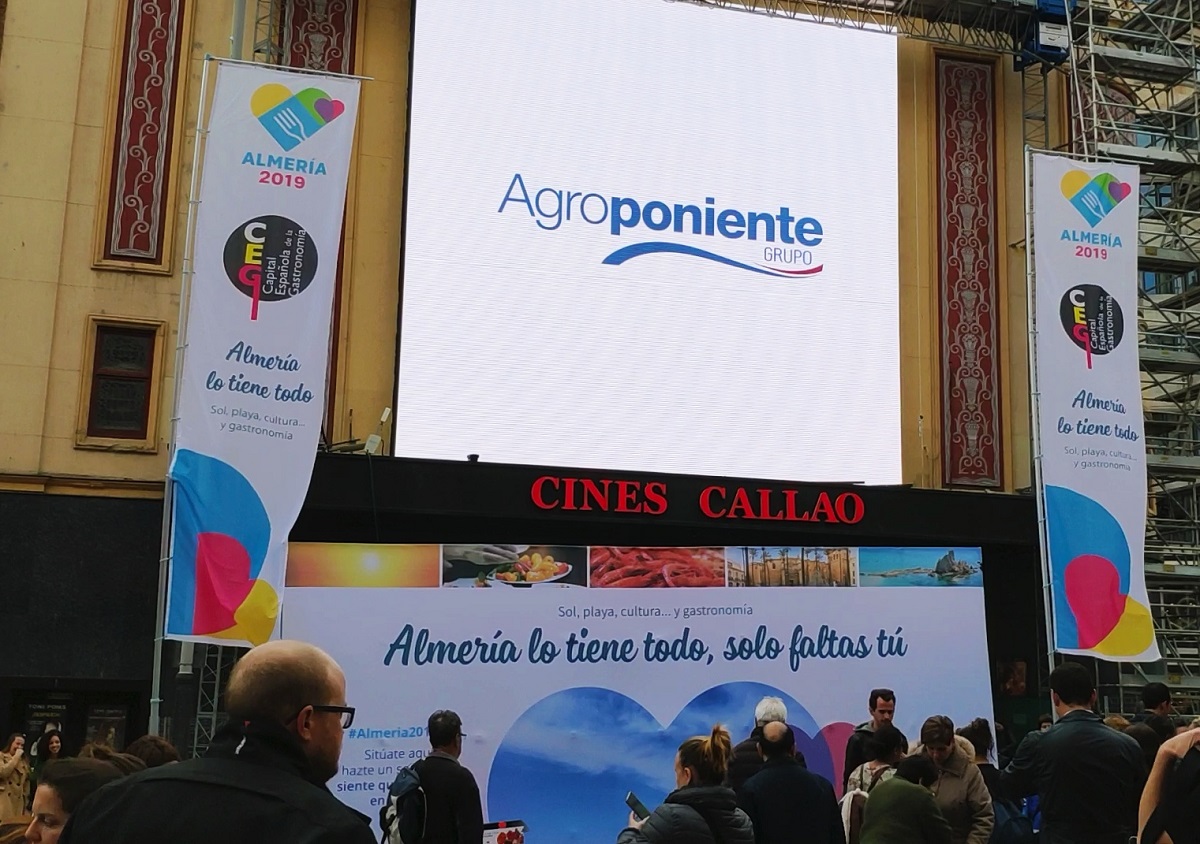 Grupo Agroponiente en la promoción de ‘Almería, Capital Española de la Gastronomía’ en las pantallas de Callao